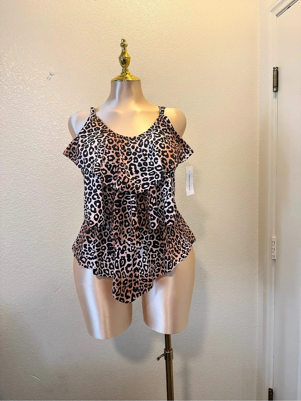 Meet Curve Leopard Print A-Line Hem Tankini Top